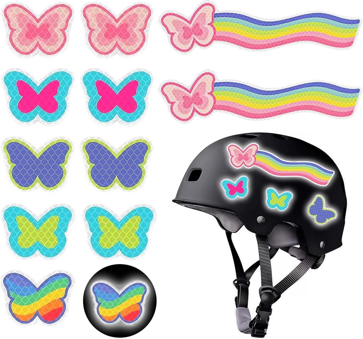 Thijox - 12 Reflecterende Stickers - Hoge Zichtbaarheid Zelfklevende Waarschuwing - Waterdichte Veiligheidshelm Stickers - Reflectoren voor Fiets, Fie