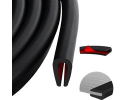 SnelShoppen - Rubber Edge Banding - Zelfklevende U-vormige Rubber Sealing Strip - Zwarte Auto Deurrand Beschermstrip voor Deurafwerking, Vensters, Met