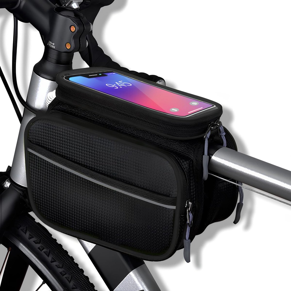 Namajunas - Waterdichte fietstas - Fietsframe tas - Bovenbuistas met grote inhoud - Grote inhoud - Gratis regenhoes bijgeleverd - Klittenband ontwerp - Geschikt voor diverse fietsen, zoals racefietsen en mountainbikes - Zwart