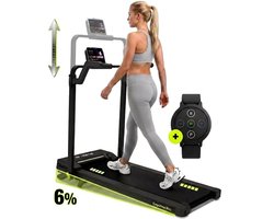 Loopband Inklapbaar met Helling - Unieke Verstelbare Beugel & Extra Groot Loopvlak - Walking Pad / Hardloopband - Treadmill - Opvouwbaar - 12 km/u - Incl. Horloge