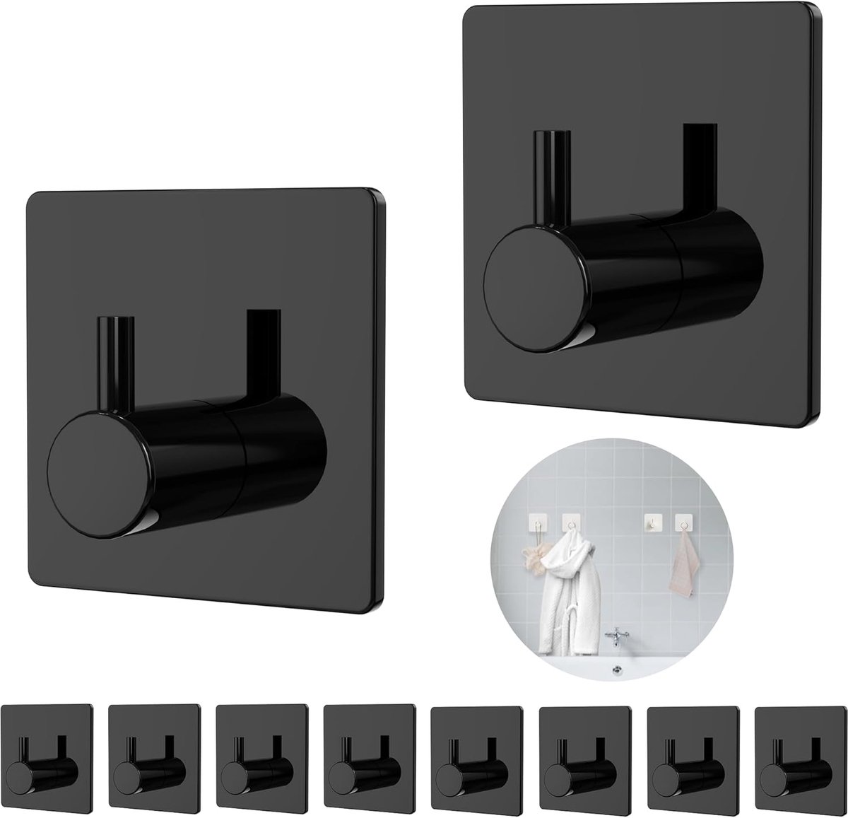 SnelShoppen - Aikzik Zelfklevende Haakjes voor Muur, Set van 12, Waterdicht, Sterk, Transparant, Perfect voor Keuken, Badkamer, Camping en Organiseren