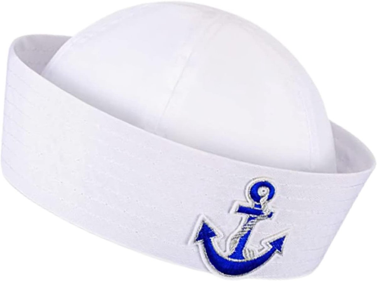 Marine Sailor Hoed met Blauw Anker voor Mannen en Vrouwen - Nautische Kostuumaccessoires voor Feestjes en Themapartijen