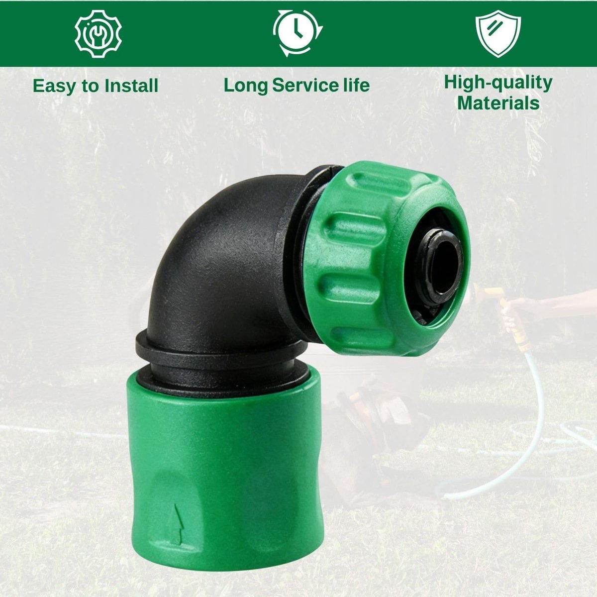 SnelShoppen - Pack van 2 Tuinslang 90° Hoekadapter, Slangconnector 1/2 Inch, Tuinaccessoires voor Irrigatie en Auto-Wassen, Flexibele Gebruik, ABS Mat