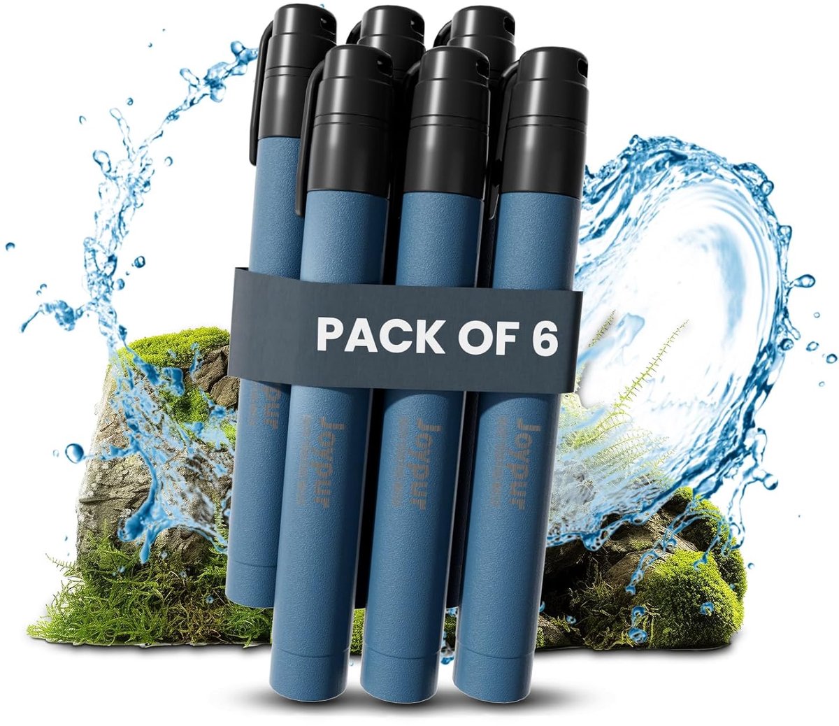 SnelShoppen - Paille Filtrante de Survie - Purificateur d'Eau voor Camping, Bushcraft en Wandelen - Compacte Waterfilter, Blauw, Set van 6