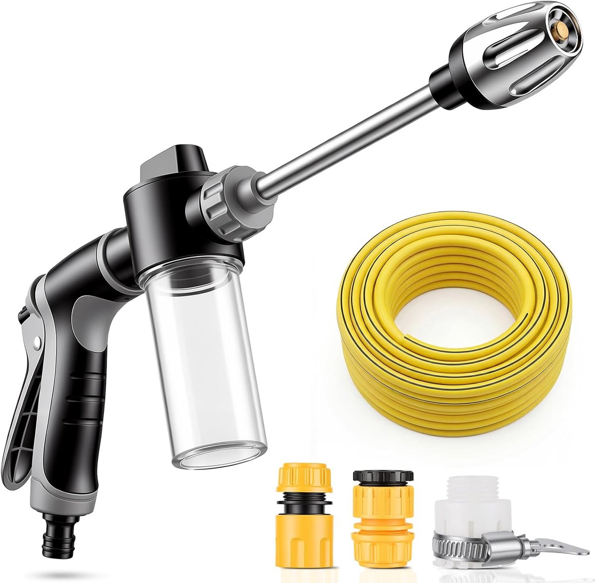 SnelShoppen - Power Jet Hogedrukpistool met 5m Slang, Multifunctioneel Waterhogedrukreiniger voor Auto Wassen, Tuin Gieten, Bloemen Wateren en Reinigi