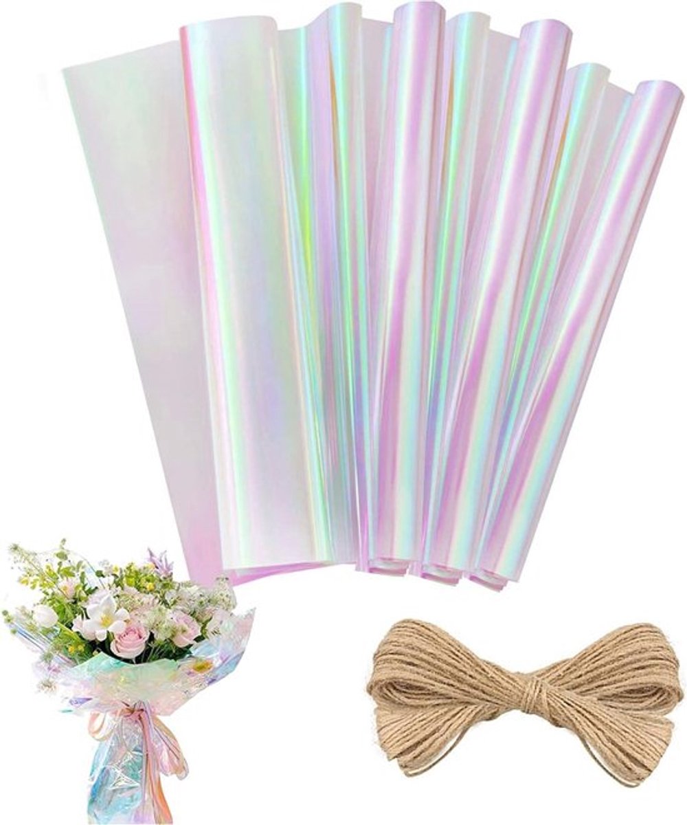 Regenboog Bloemen Geschenkverpakking - kleurrijk cellofaanpapier, set van 10 vellen (50 x 60 cm)