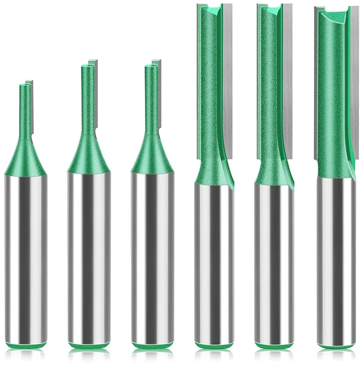 Professionele Freesbits Set van 6 Stuks voor Houtbewerking - Rechte Frees voor Freesmachine met 3mm, 4mm, 5mm, 6mm, 7mm en 8mm Diameter