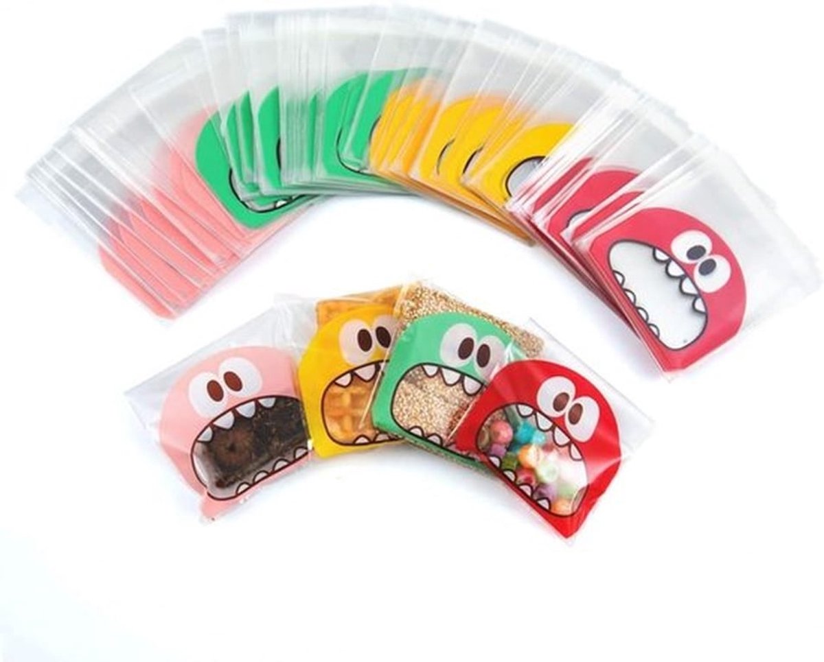 Set van 300 Transparante Snoepzakjes, Plastic Voedselzakken met Plakstrips, 13 x 10 cm, Perfect voor Feestjes en Cadeaus