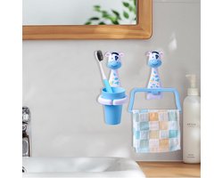 SnelShoppen - Jauhmui Tandenborstelhouder en Handdoekhouder voor Kinderen, Cartoon Dieren, Wandmontage Zonder Boren, Baby Verzorging - Schattige Zebra