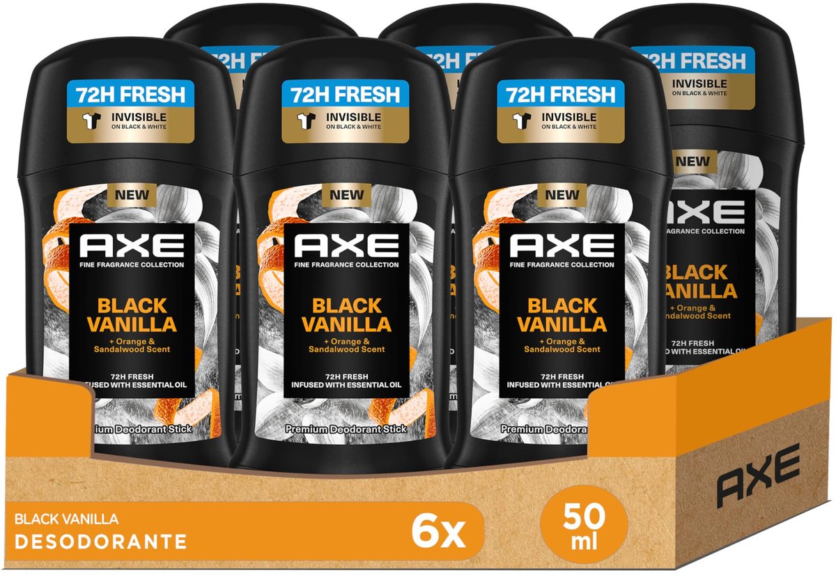 Axe Black Vanilla Premium Deodorant Stick 6 x 50 ml – 72 Uur Frisheid