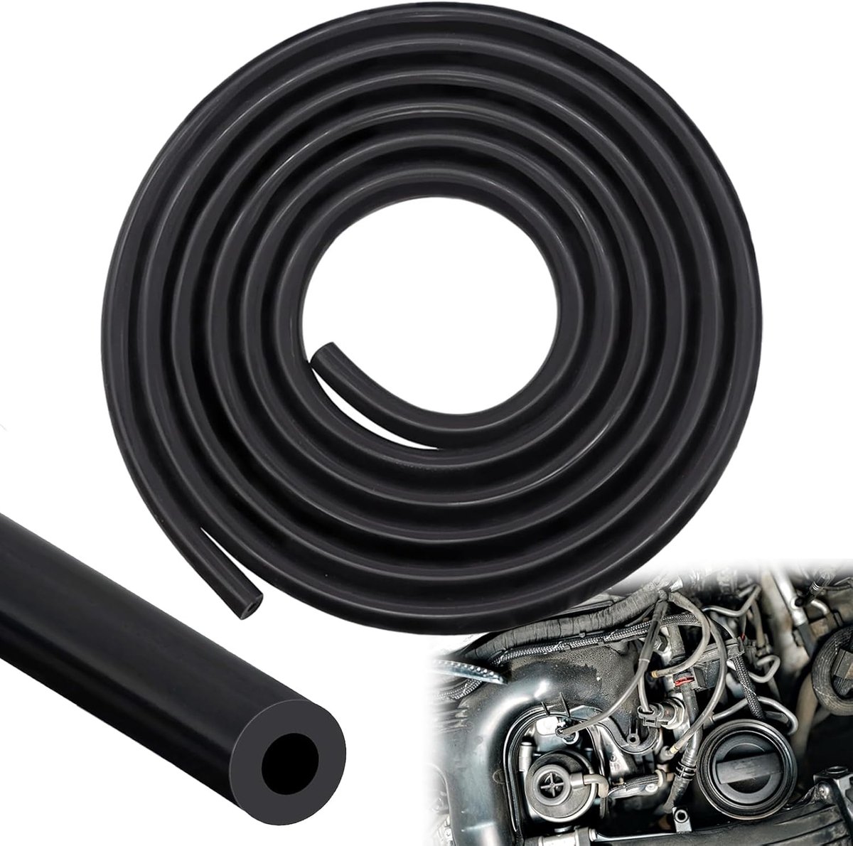 SnelShoppen - 3 Meter Vacuümslang Auto, Siliconen Slang, Rubber Slang, Zwarte Siliconen Vacuümslang, Koelvloeistofslang voor Auto Motor (8mm ID - 14mm