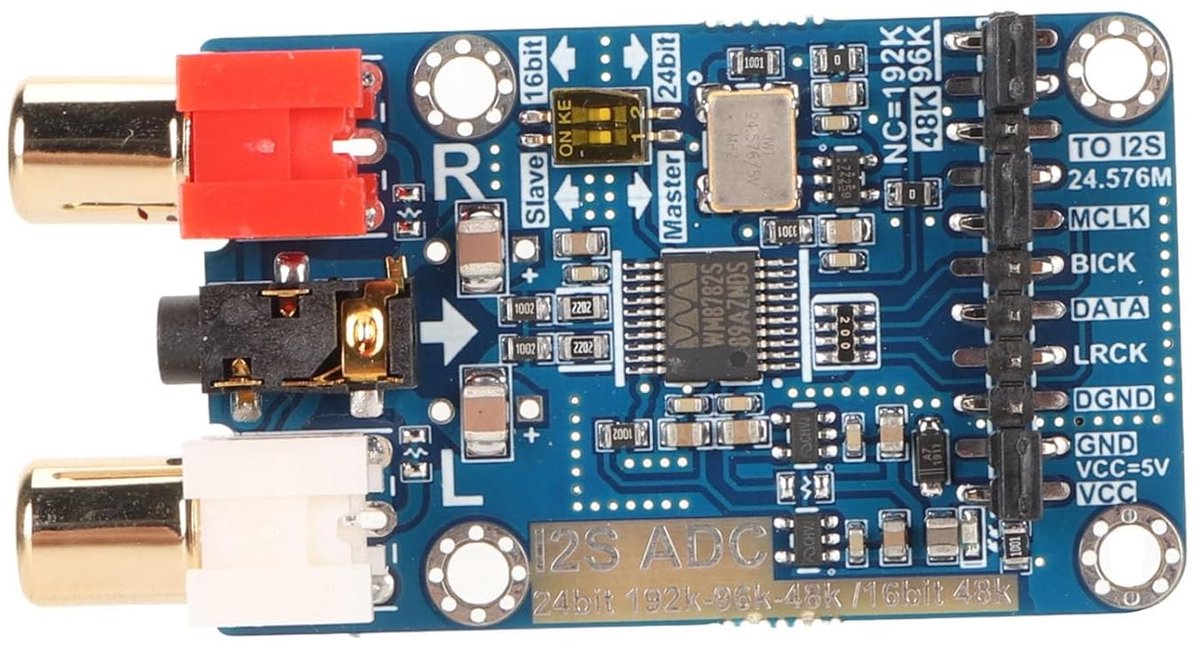 SnelShoppen - I2S ADC Audio Capture Card Module 24bit 192k/96k - Digitale Audio I2S ADC Decoder voor Opnames - Master Slave Mode Ontwikkelbord