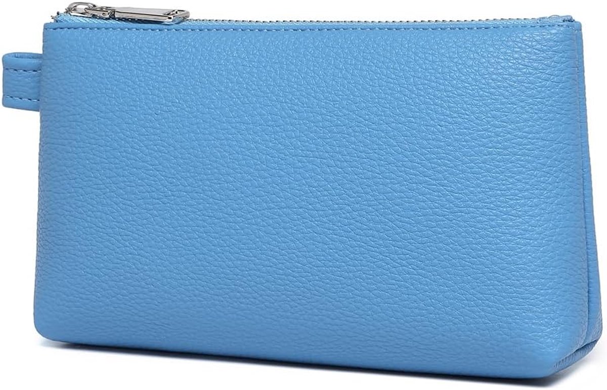 SnelShoppen - PU Leren Make-up Tas - Vintage Handtas - Waterdicht en Duurzaam - Gentiaan Blauw - Perfect voor Lipsticks, Telefoons en Meer - Ideaal vo