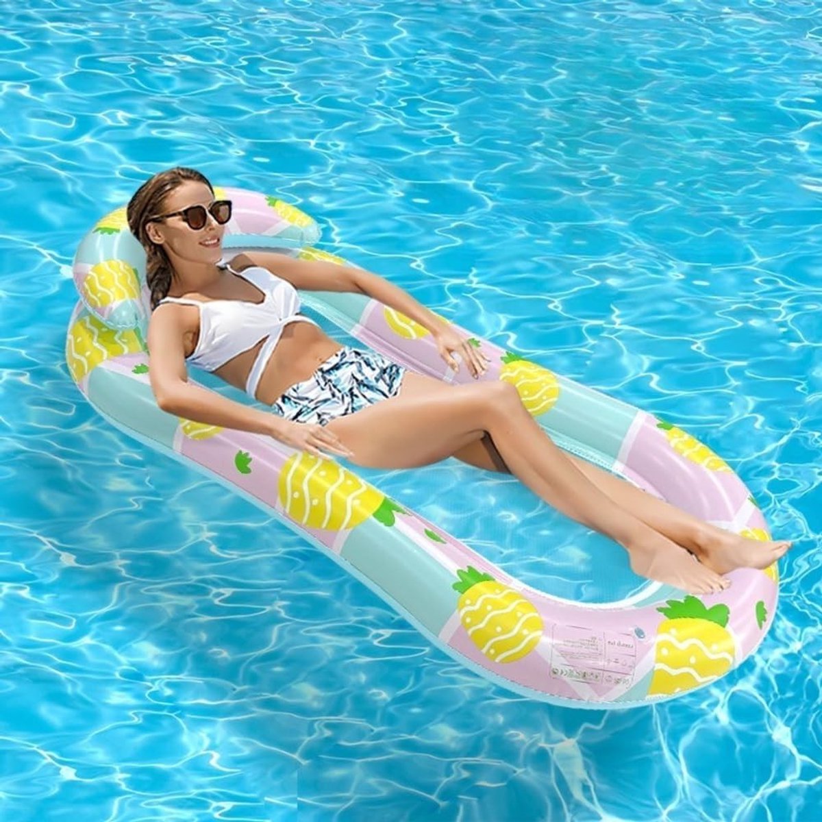 Opblaasbare Water Hangmat met Hoofdeinde, Ideaal voor Zwembad, Strand en Meer - Perfect voor Kinderen en Volwassenen, Geniet van de Zomer!