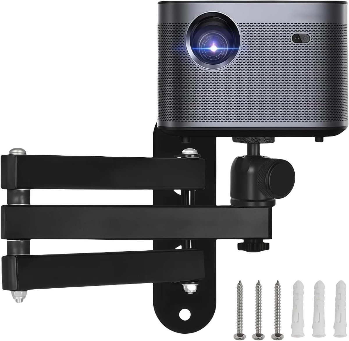 360 Graden Draaibare Projector Houder met 1/4 Inch Draad, Geschikt voor 5kg Projectors, Wand- en Plafondmontage voor Thuisbioscoop, Speelkamers en Kantoortoepassingen