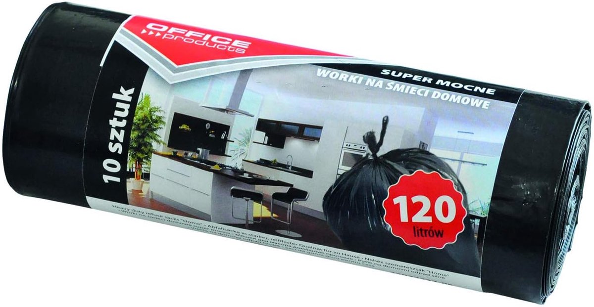 SnelShoppen - Extra Sterke Vuilniszakken 120L - 10 Stuks Zwart - LDPE - 24 μm Dikte - Voor Kantoor, Tuin, Keuken, Feest, Camping