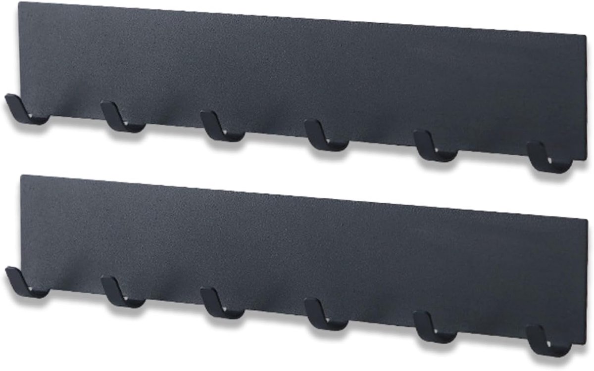 SnelShoppen - 2 Pcs Sleutelhanger met 6 Haken, Metalen Sleutelkastje, Wandmontage, Geen Boren, Zelfklevende Sleutelhaken voor Sleutelopslag in Keuken