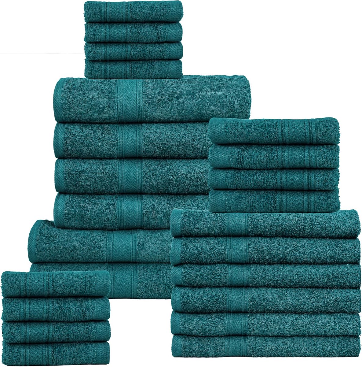 SnelShoppen - 24-delige Badhanddoeken Set - 100% Katoen - Luxe XXL Handdoeken, Badhanddoeken, Fouta Handdoeken - Perfect voor Thuis, Spa en Hotelgebru