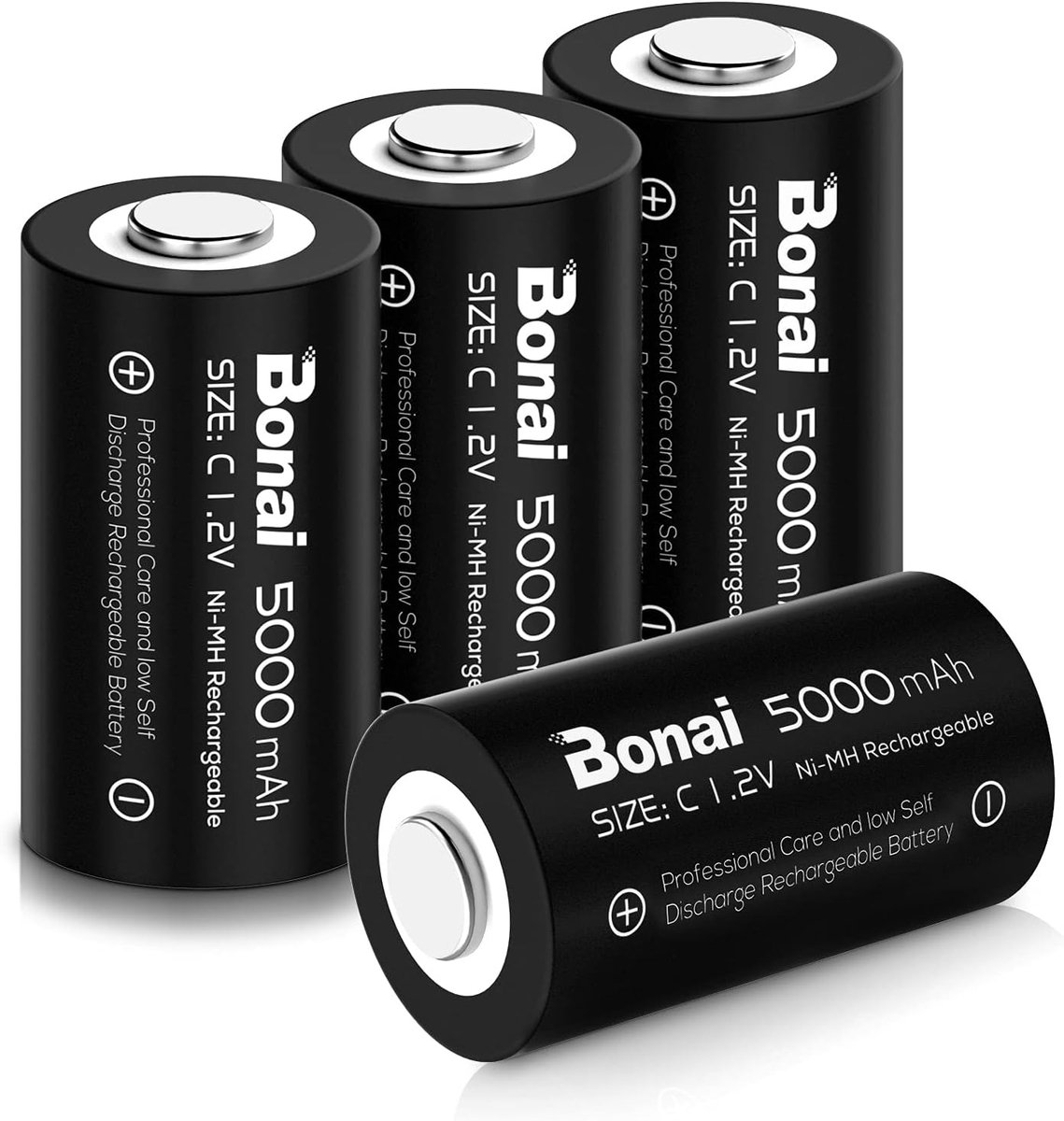 SnelShoppen - Oplaadbare C Batterijen - Set van 4 - 5000mAh Ni-MH 1.2V LR14 - Ideaal voor Radio, Speelgoed en Gasontstekers - Laag Zelfontladend