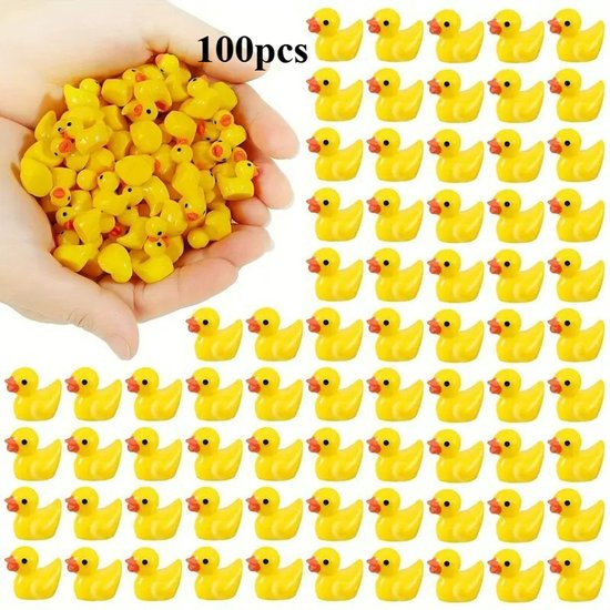100 mini canards jaunes décoratifs, petits poussins en caoutchouc pour bijoux DIY, décoration de terrarium, accessoires de bricolage, décoration de fête et utilisation de loisirs pour enfants et adultes - Mini canards
