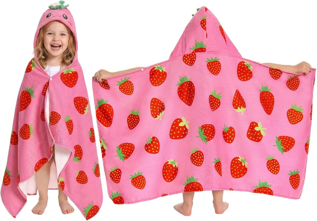 SnelShoppen - OLAOLA Kids Bad Poncho, Zachte en Sneldrogende Badhanddoek Poncho, Microvezel Hoody Handdoek voor Strand en Zwemmen, Badhanddoek voor Ki
