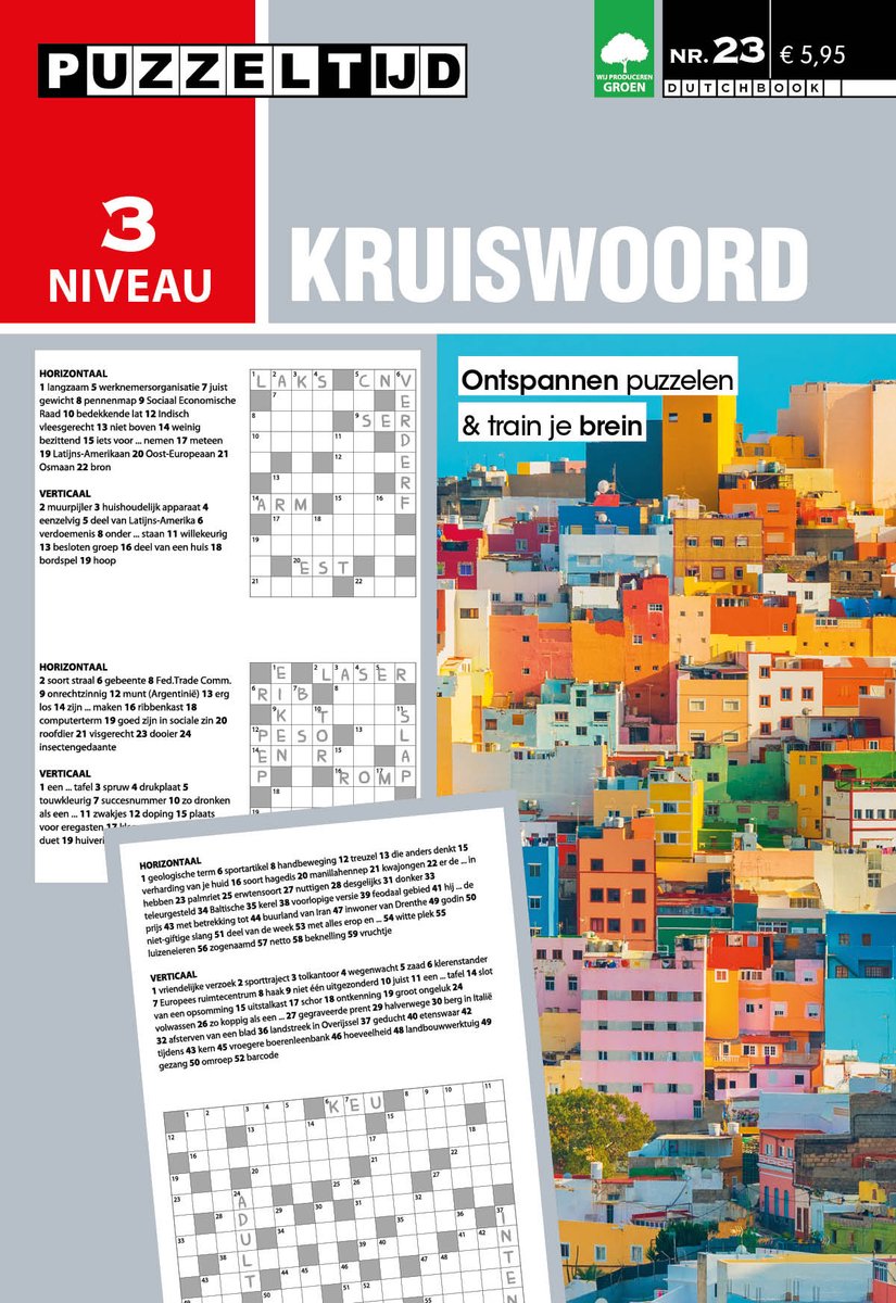 Puzzeltijd Kruiswoord Puzzelboek – Niveau 3 Sterren – 96 Pagina’s