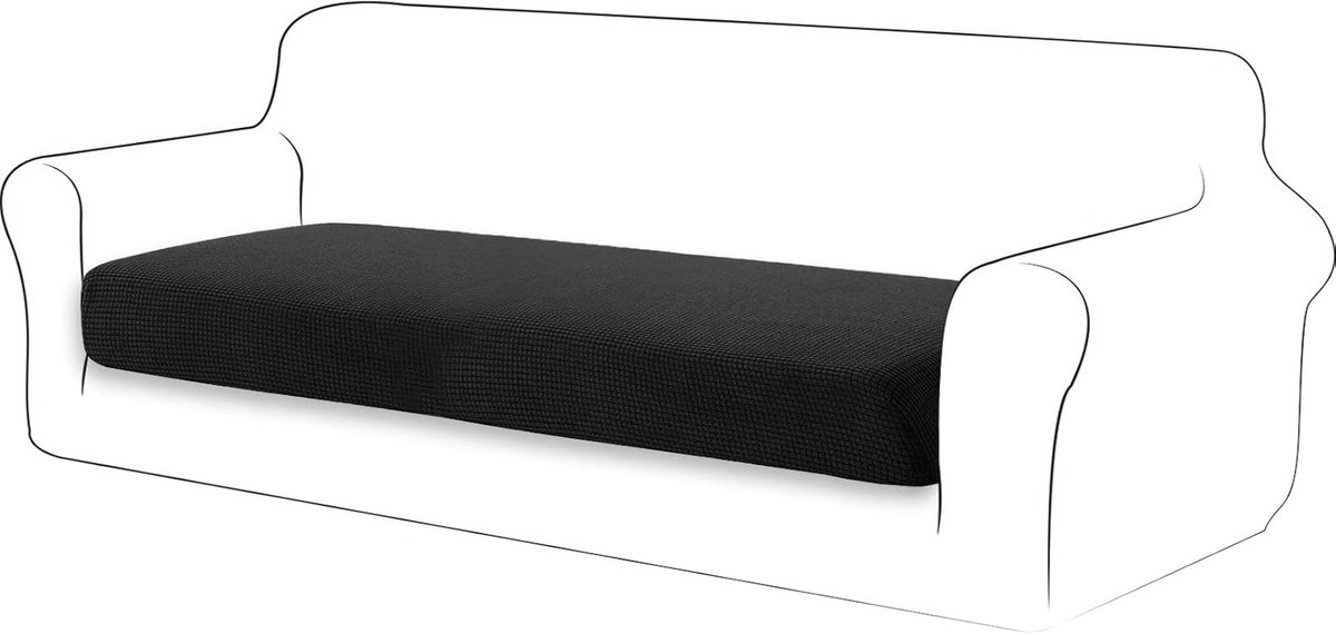 SnelShoppen - Sofa Kussenhoezen 3 Zits, Hoog Rekbaar, Beschermhoes voor Meubels, Zwarte Kussenhoezen van Jacquard Stof, Duurzaam en Ademend, Perfect v