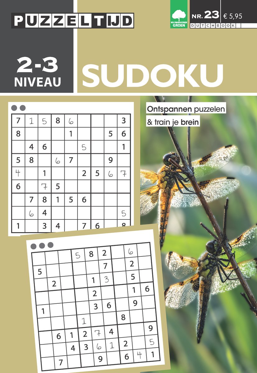 Puzzeltijd Sudoku Puzzelboek – Niveau 2-3 Sterren – 96 Pagina’s