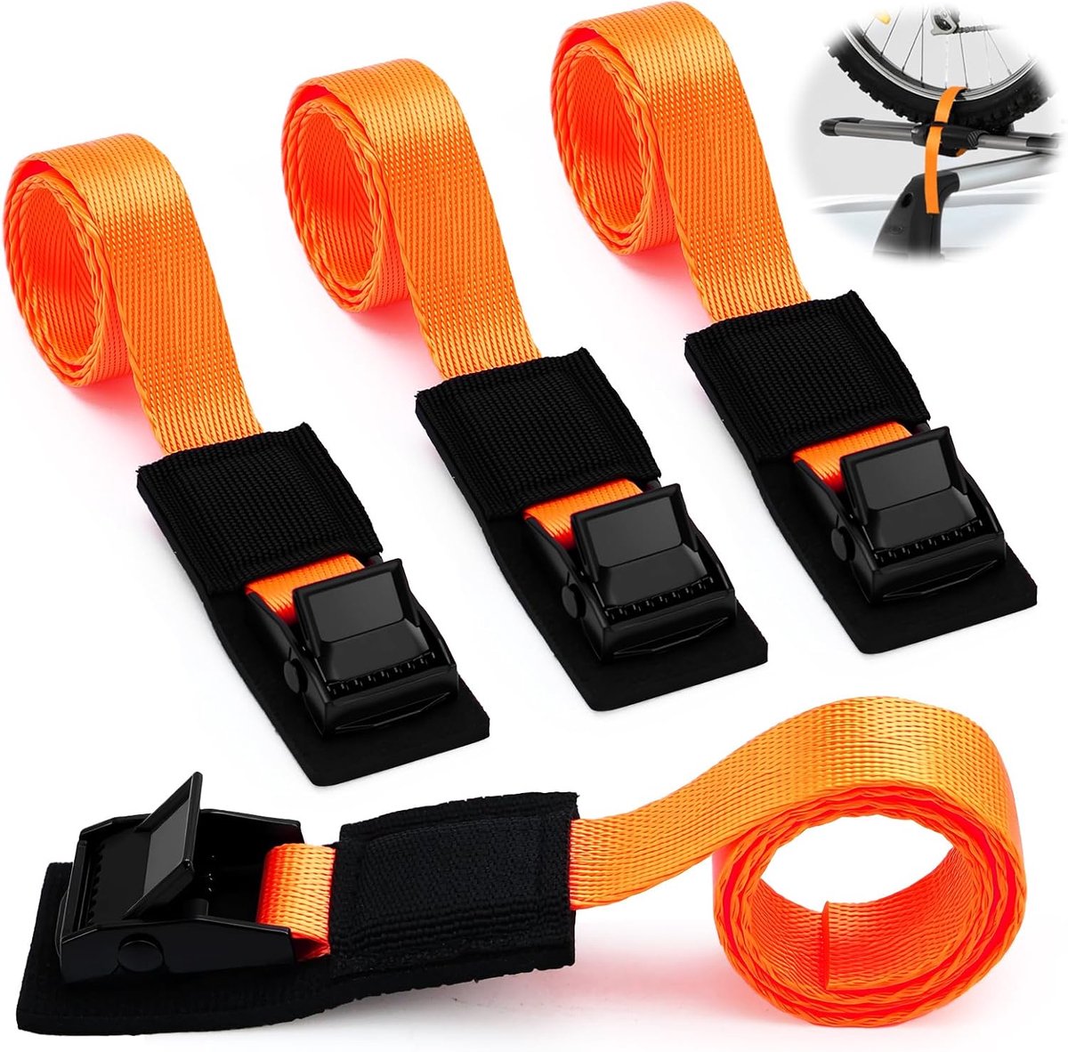 SnelShoppen - Short Lashing Straps met Padding - 4 Stuks - 0,5m Sjorbanden met Klemsluiting voor Fiets, Kayak en Dakkoffer - Hoge Kwaliteit Polyester