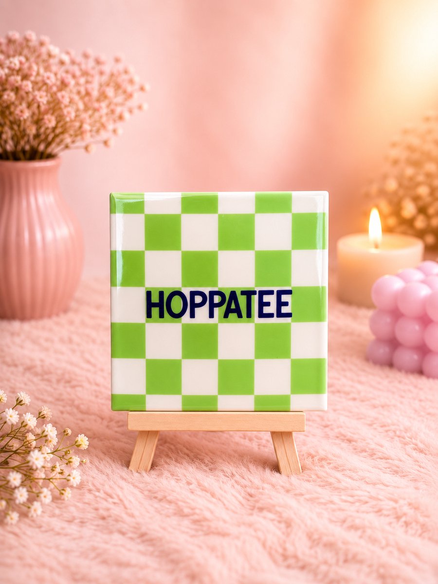 Tegeltje "Hoppatee" | Viva Femme | Tegeltjes met tekst | Decoratie | Wonen | Cadeau | Spreuktegel | Humor
