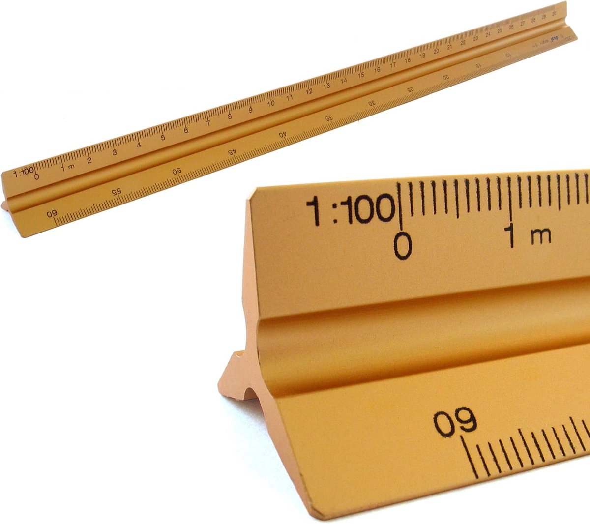 SnelShoppen - Alu Triangular Scale Ruler 30cm - Triangular Liniaal met 6 Schalen 1:100, 1:200, 1:250, 1:300, 1:400, 1:500 - Perfect voor Technisch Tek