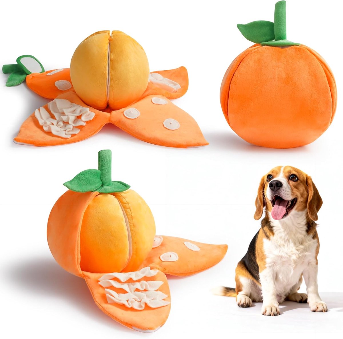 SnelShoppen – Nocciola Verstoppertje Pluche Honden Speelgoed, Oranje Mandarijn Interactief Speeltje voor Kleine Honden, Squeaky Puppy Speelgoed met Cr