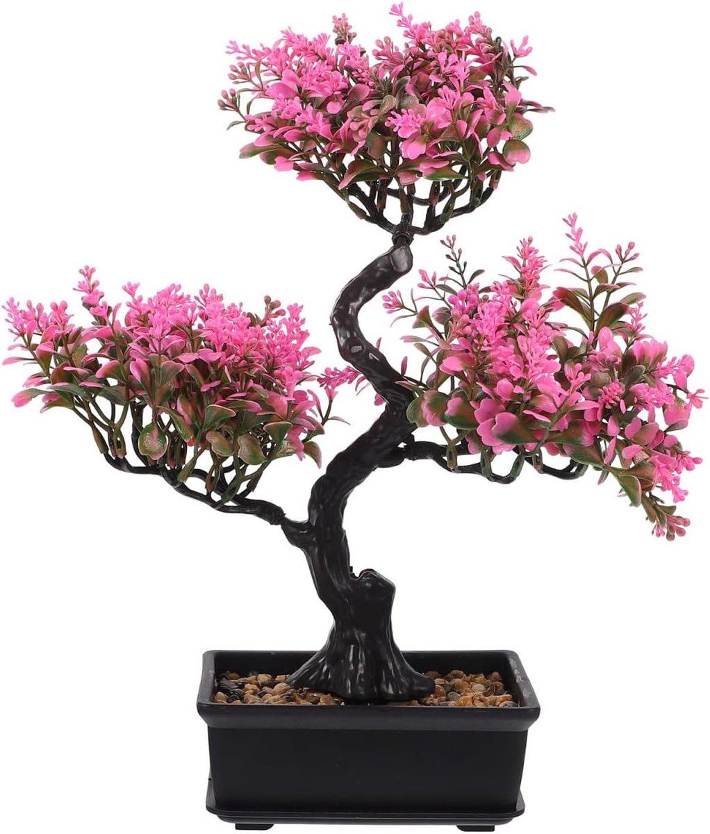 SnelShoppen - Kunstmatige Bonsai Plant - Bonsai Boom Kit voor Binnen en Buiten - Roze Kunststof - Perfect voor Kantoor, Keuken, Tuin en Decoratie