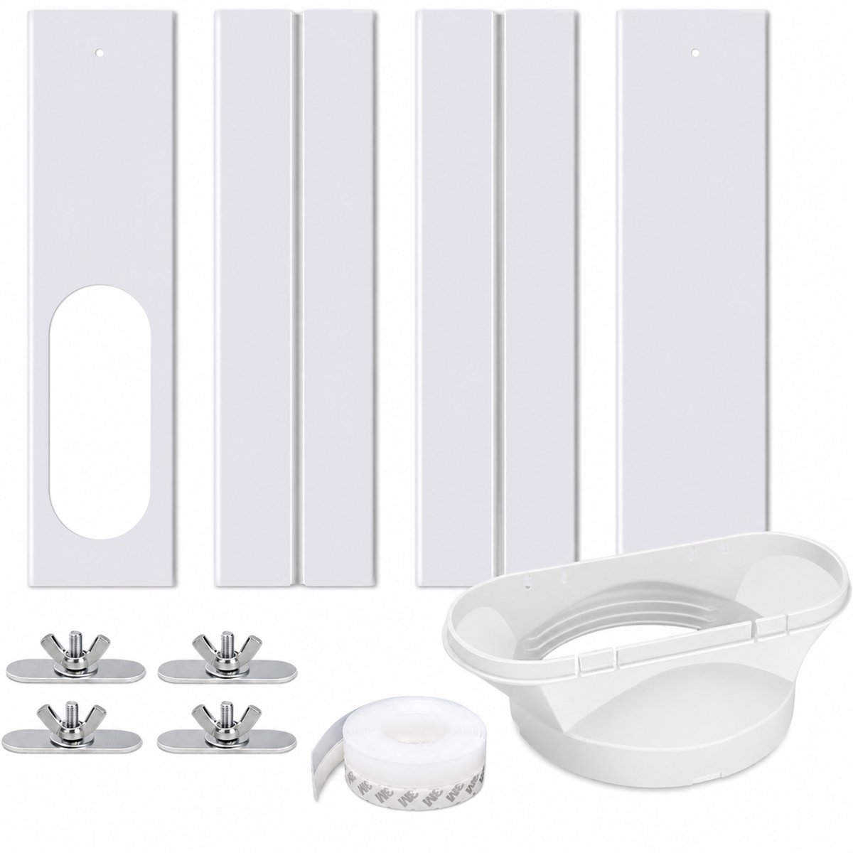 Airco Raamafdichting - Verstelbare Mobiele Airco Raamkit voor Schuifraam - Universele PVC Raamafdichtingskit met 13cm Adapter - Wit