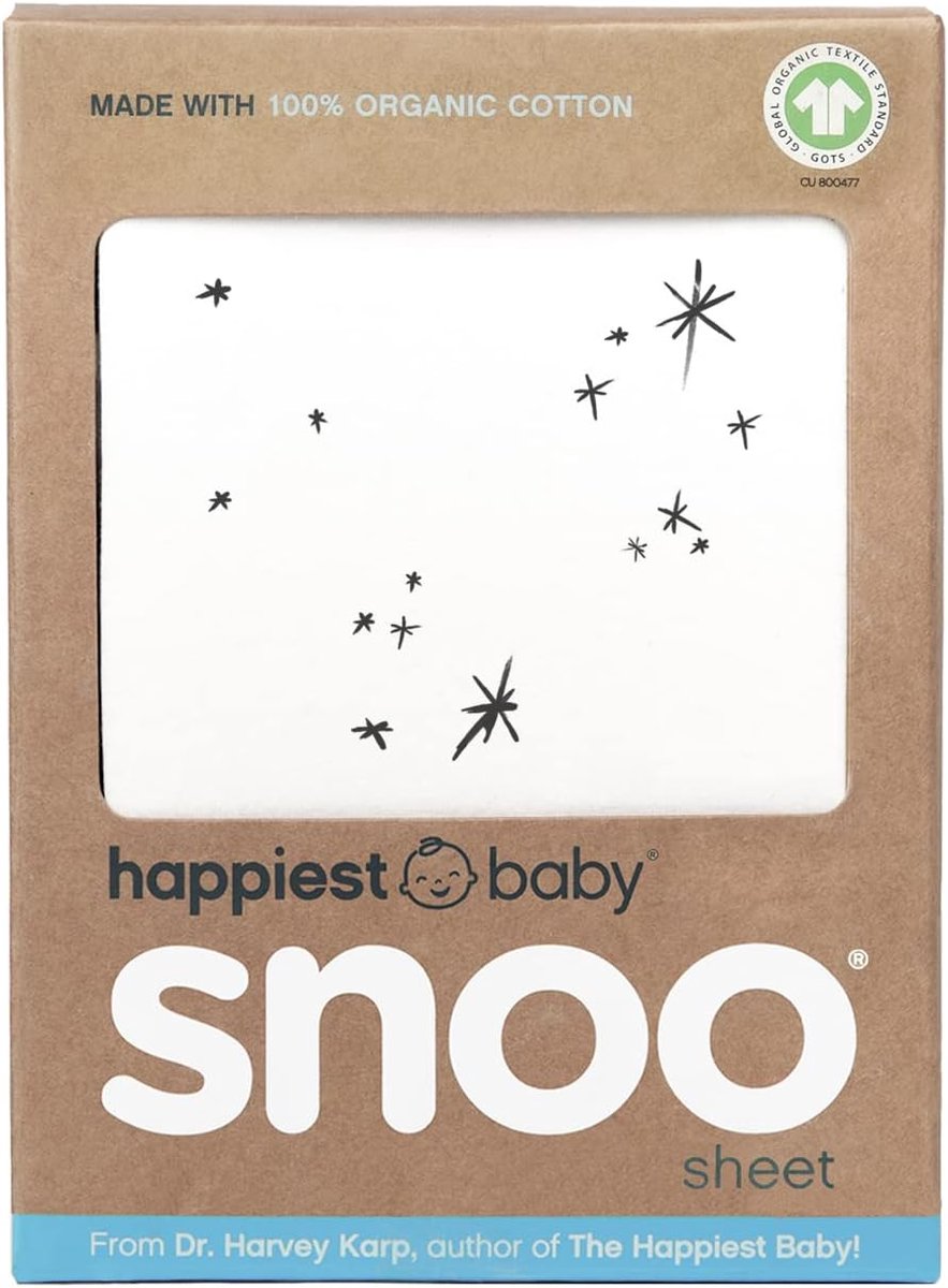 SnelShoppen - 100% Organic Cotton SNOO Babybed Fitted Sheet - One-size - Ivory Galaxy - Perfecte Pasvorm voor SNOO Smart Sleeper - Premium Kwaliteit