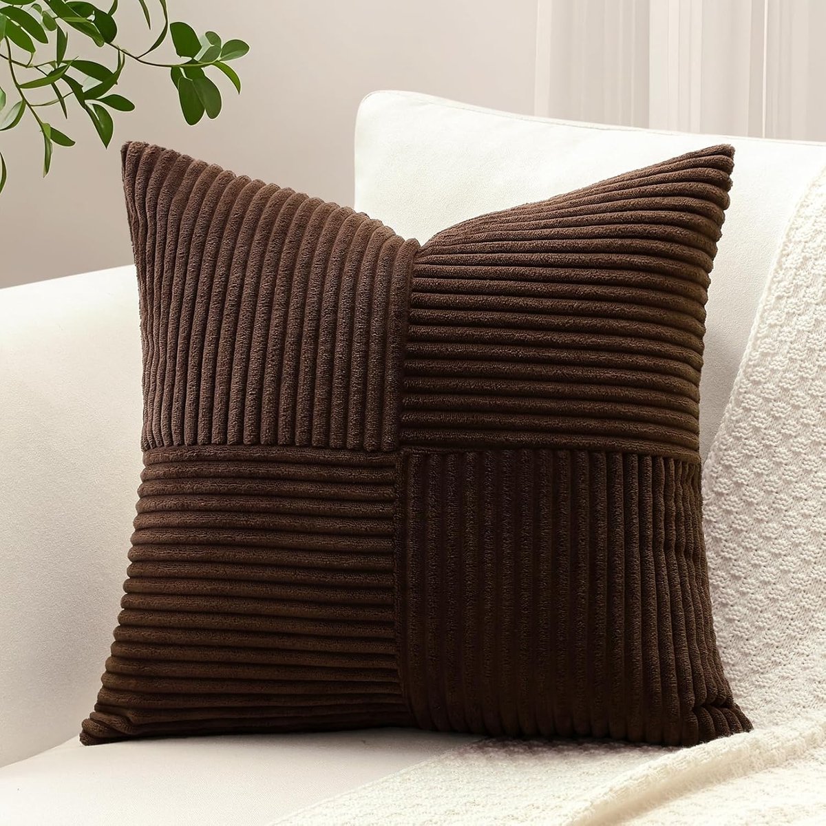 SnelShoppen - Corduroy Kussenhoes 45x45 cm, Zachte Stof, Stevige Stripes, Decoratieve Kussenhoezen voor Bank, Woonkamer, Slaapkamer, Modern Design, Do