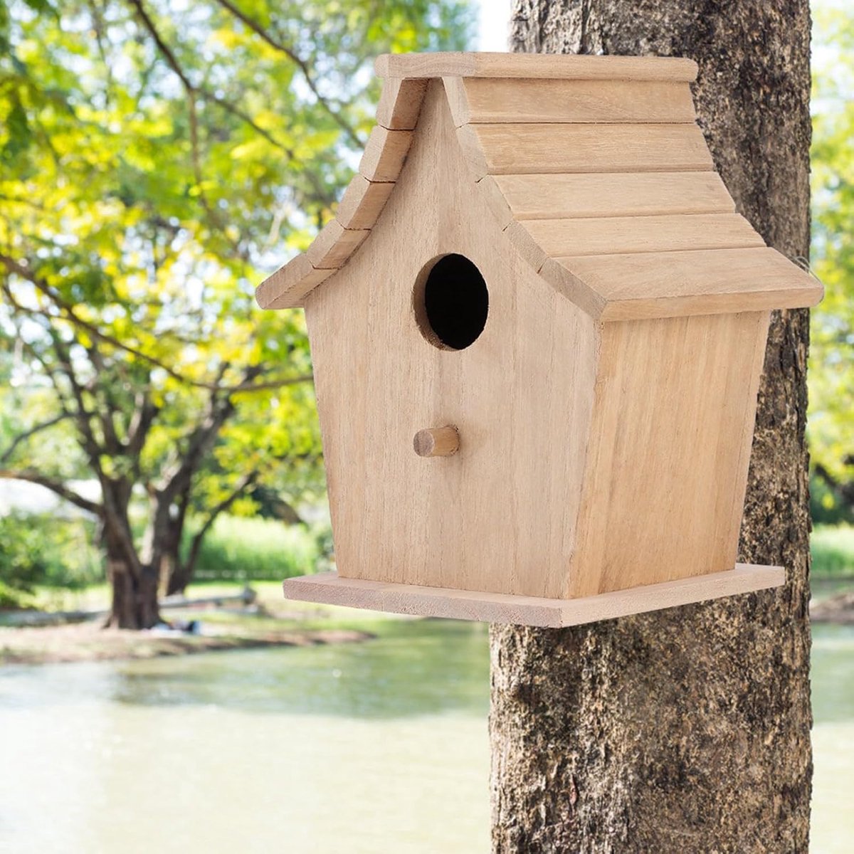 SnelShoppen - Houten Vogelhuisje voor Buiten - Hangend Nestkastje voor Tuin en Patio - Decoratieve Nestbox voor Papegaaien, Parkieten en Kleine Vogels