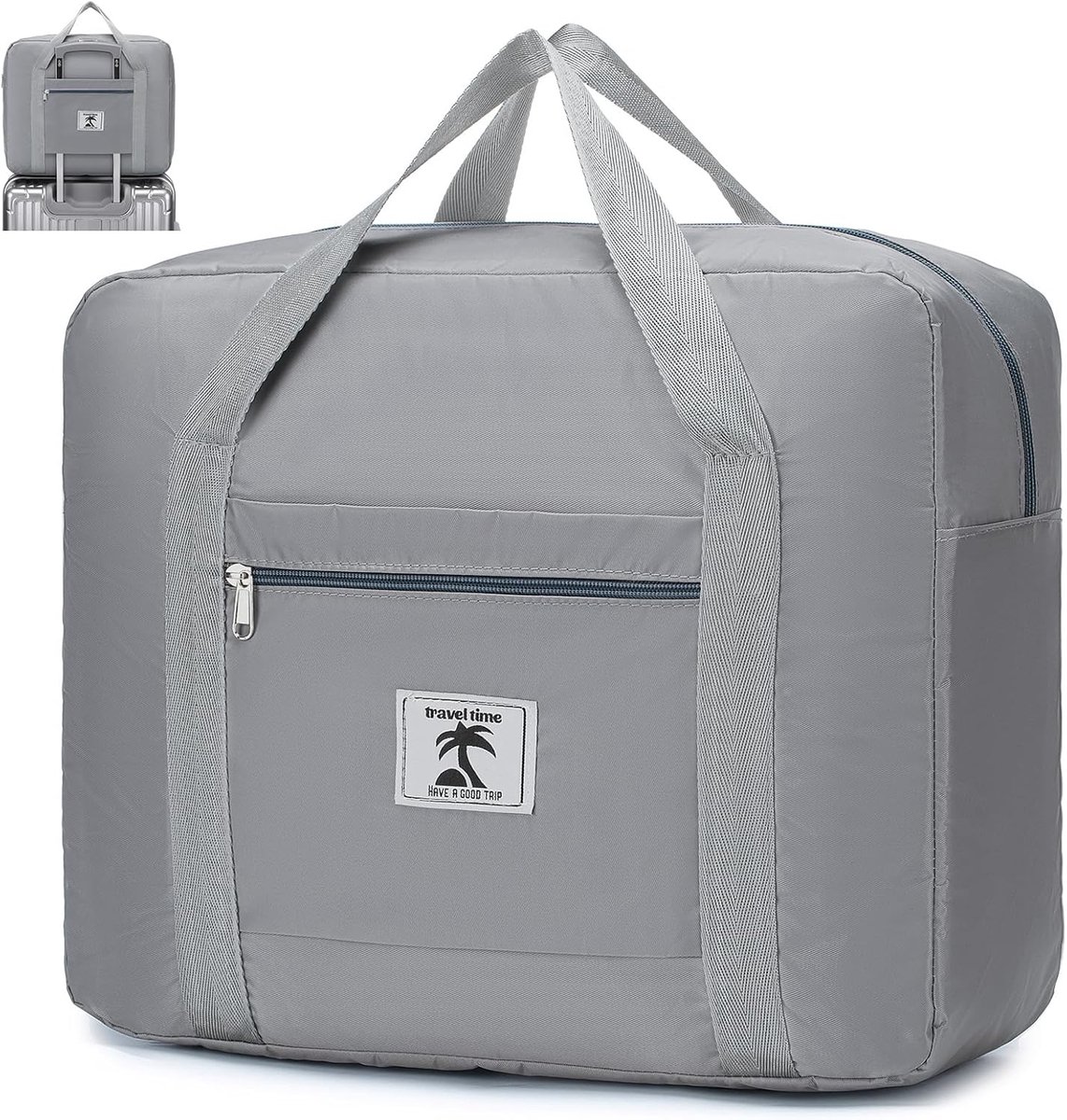SnelShoppen - 40x30x10cm Draagbare Reisbagage, Waterdichte Oxford Cabin Bag, Opvouwbare 12L Handbagage voor Weekendje Weg, Grijs