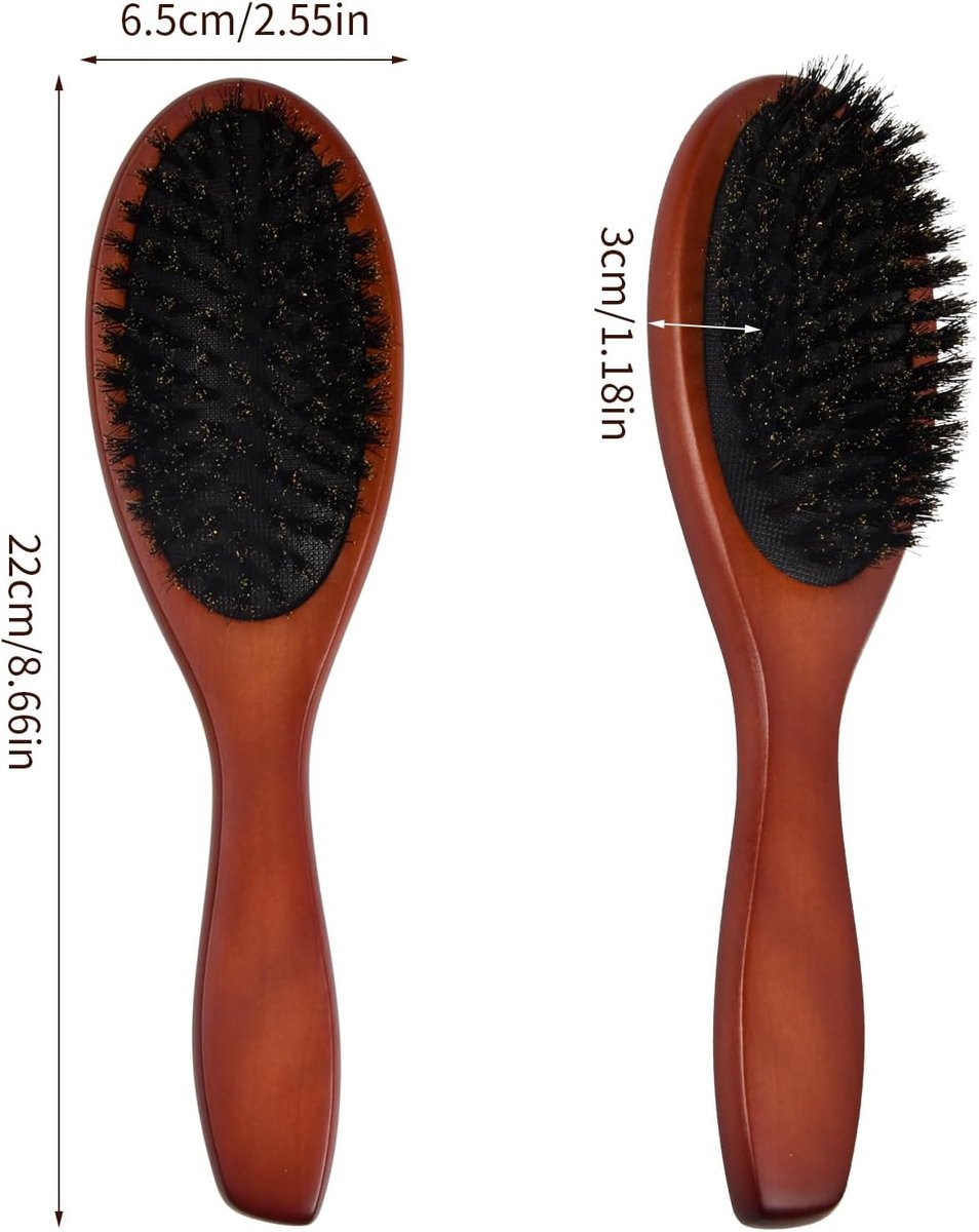 SnelShoppen - Haarborstel met Haren, Houten Paddle Borstel voor Dames Heren Kinderen, Natuurlijke Borstels voor Nat Droog Lang Kort Krullend Steil Haa