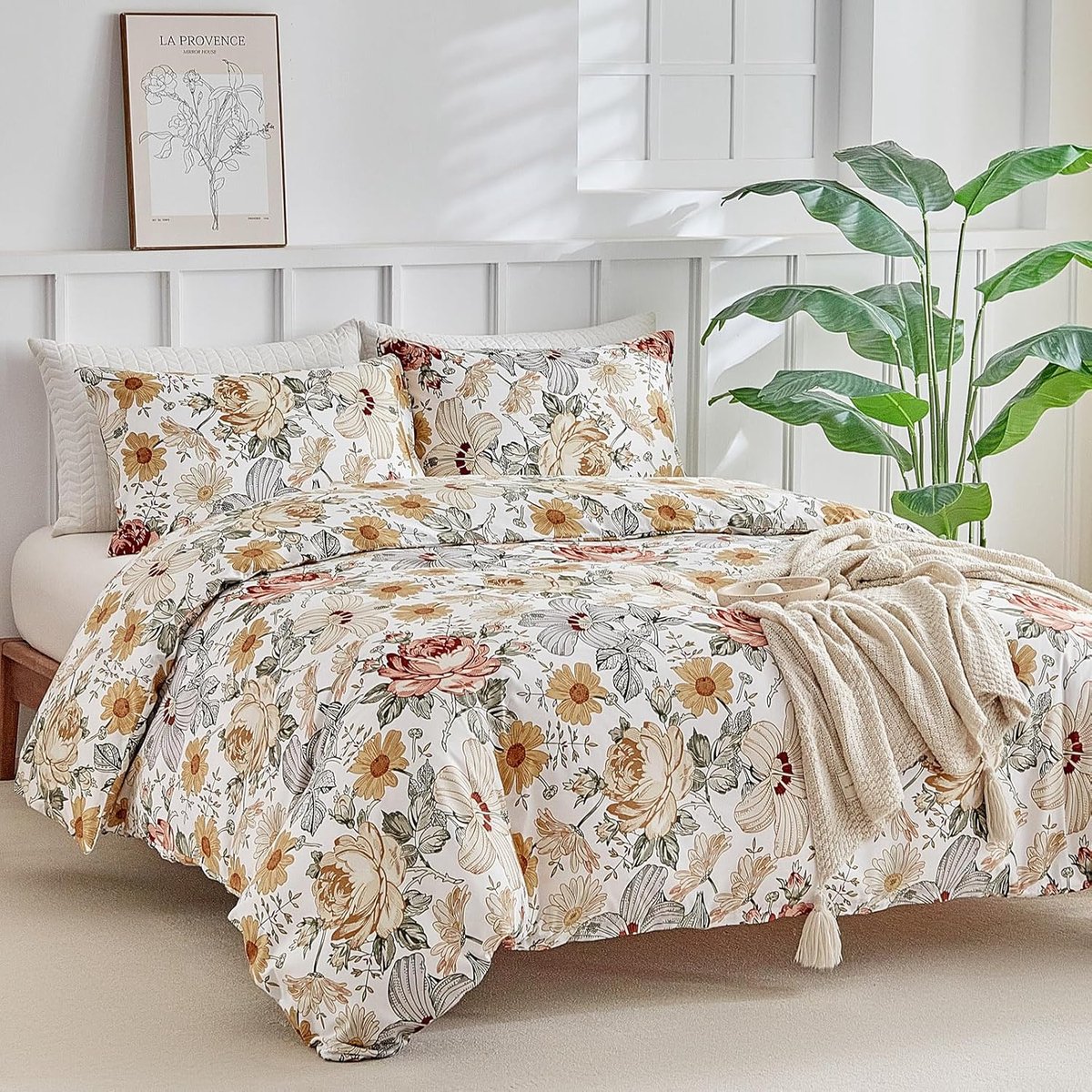 SnelShoppen - Dekbedovertrek 220 x 240 cm - Kleurvol Bloemenpatroon - 100% Microvezel Bedset met 2 Kussenslopen 65 x 65 cm - Perfect voor Volwassenen