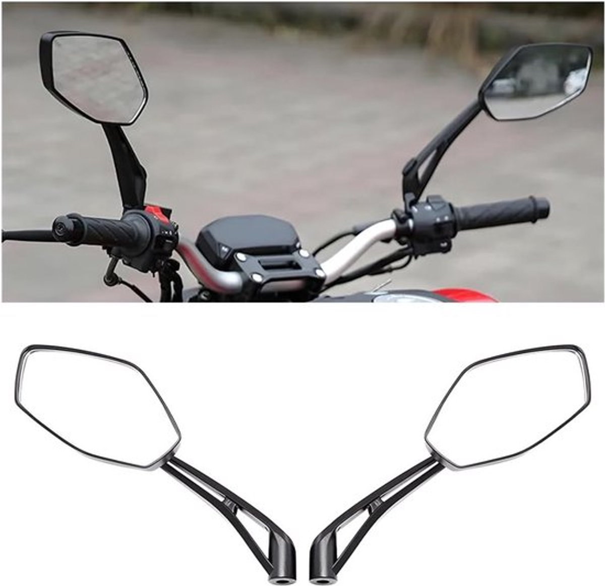 Universele Motor Spiegels - Achteruitkijkspiegels met Bevestiging, Antiglare en Geschikt voor Moped en Fietsen