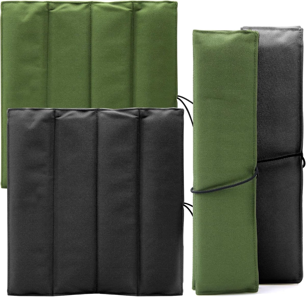 SnelShoppen - Set van 2 Thermische Zitkussens Buiten Vouwbaar Comfortabel Waterdicht Ideaal voor Picknick Camping Hiking Accessoires (Zwart/Legergroen