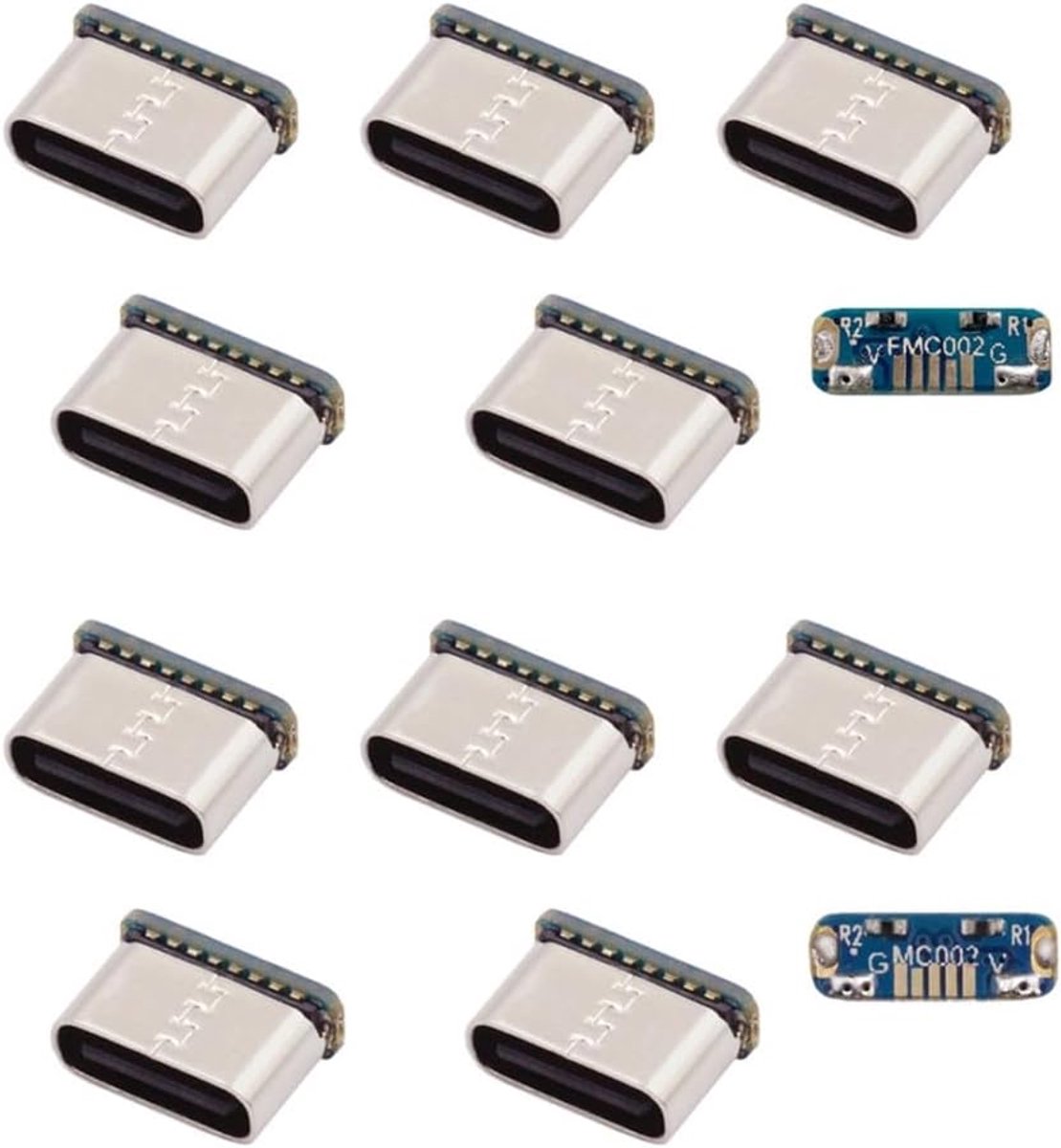 SnelShoppen - 10 Stuks USB C DIY Socket, Micro USB 5 Pin naar USB C Bus Jack Reparatie Solder Adapter met Standaard en Omkeerbare Pinbezetting