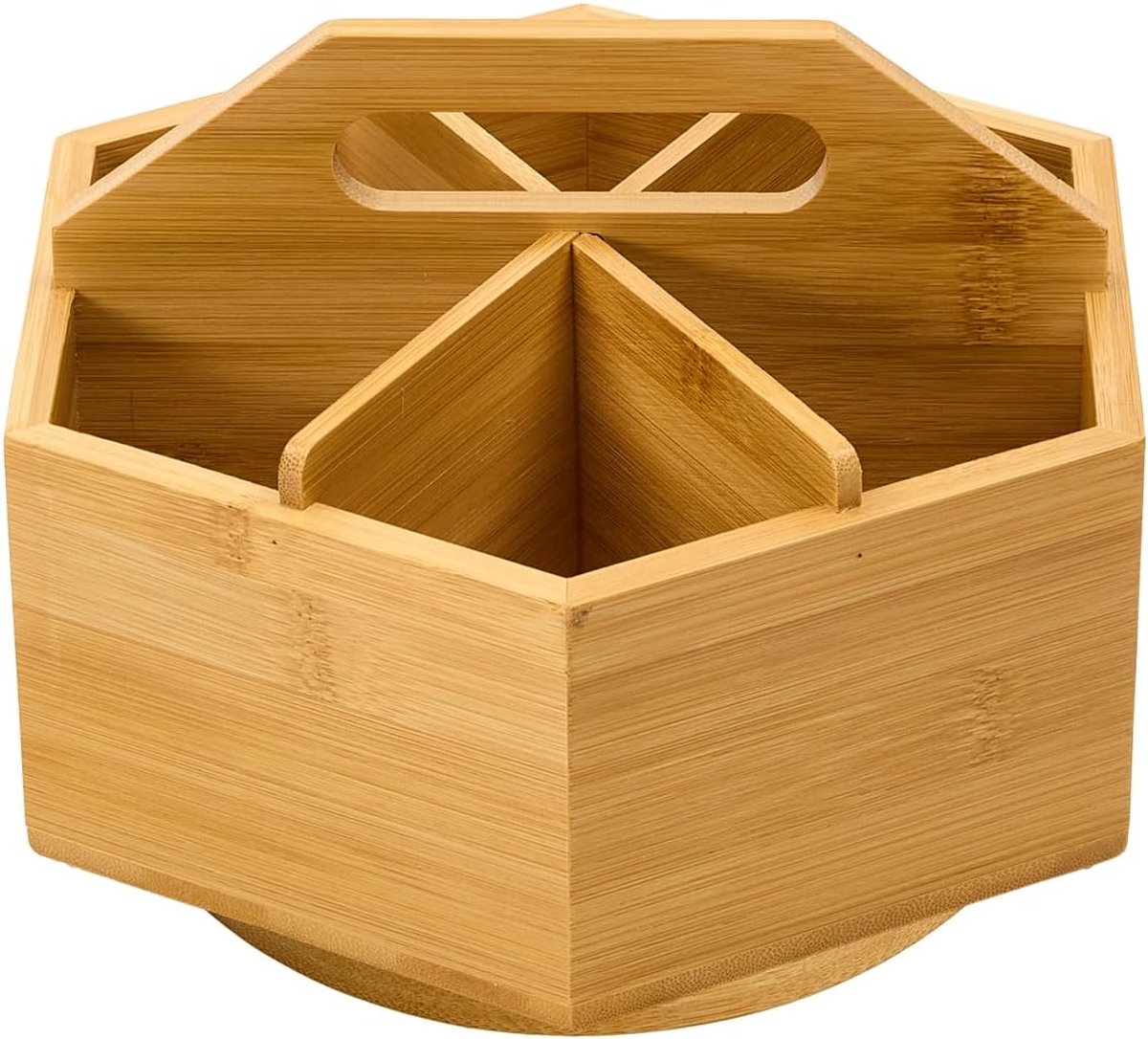 SnelShoppen - 360° Rotating Bamboo Desk Organizer voor Pennen, Potloden, Markers, Kwasten - Ruimtebesparend Hexagonaal Design voor Kantoor, School en