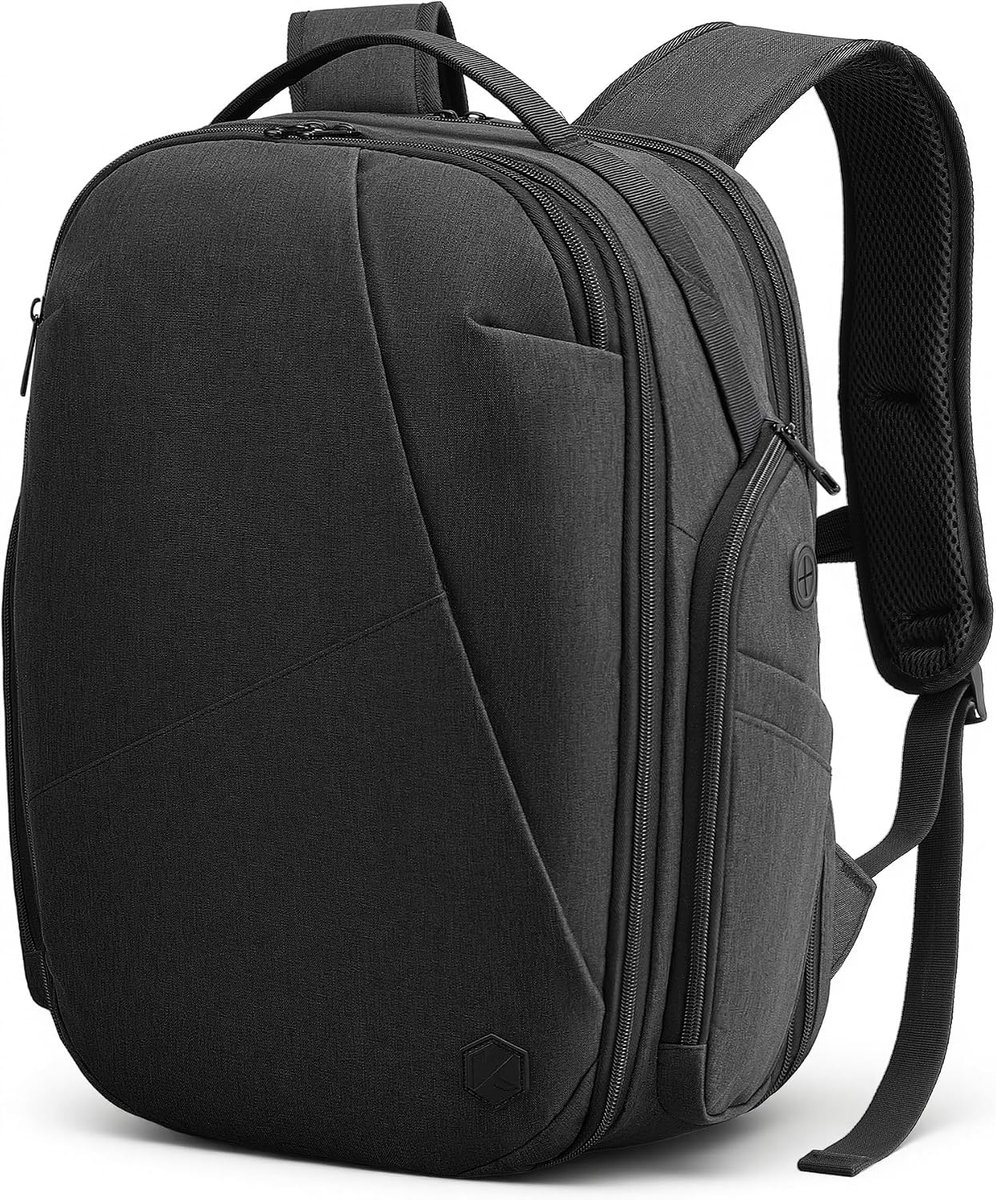 SnelShoppen - Uitbreidbare Reisrugzak 30L tot 38L - Handbagage Onder Stoel voor EasyJet - Laptop Rugzak 17 Inch Basalt Grijs