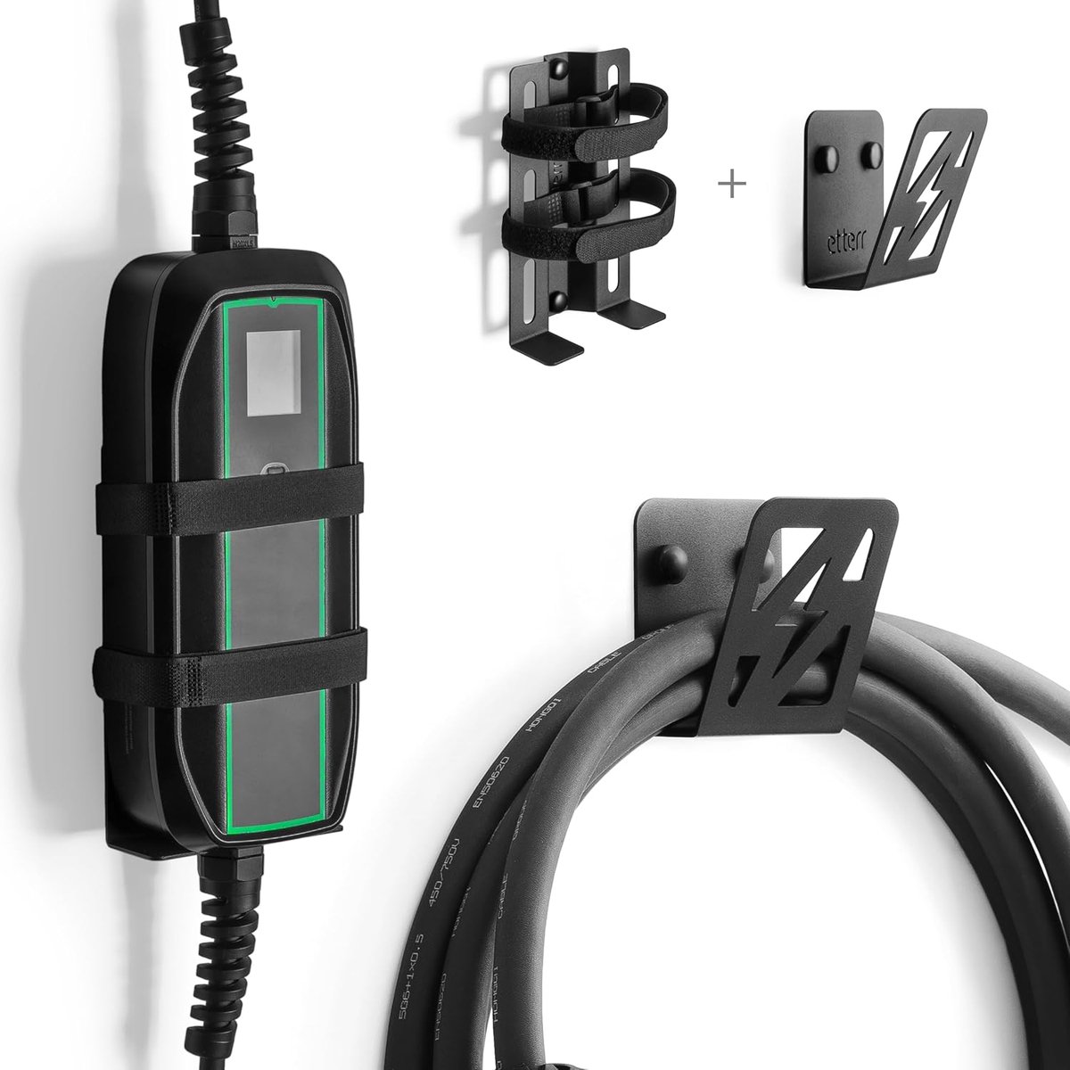SnelShoppen - Elektrisch Oplaadstation voor Auto's | 100% Staal | EU Gemaakt | 17 x 10 cm | Oplaadstandaard met Laadpunt + EV Kabelhouder