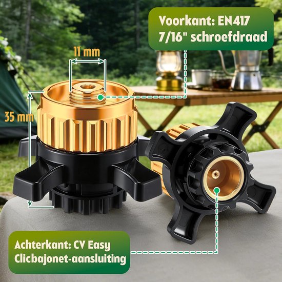 SnelShoppen - Gaskartuschen Adapter Campingaz CV Easy Clic, EN417 Schraubventil, Brass & Metalllegierung, voor Camping & Outdoor-Kocher, Quick Assembl van Snelshoppen — afbeelding 2