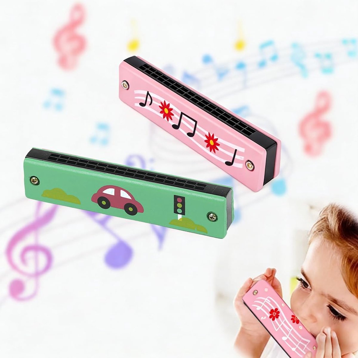 SnelShoppen - 2 Stuks Beginners Harmonica Set voor Kinderen en Volwassenen, 16 Gaten, Ideaal voor Beginners, Muziekles, Feestjes en Creatieve Activite