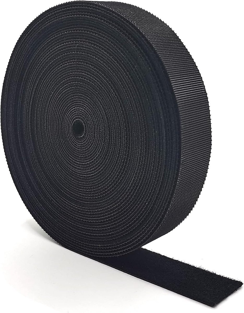 SnelShoppen - Tape Self Adhesive 10m Kabelbinders Resealable 20mm Breed Zwart Sterke Hechting Nylon Kabelorganizer voor Kabelmanagement, Makkelijk op