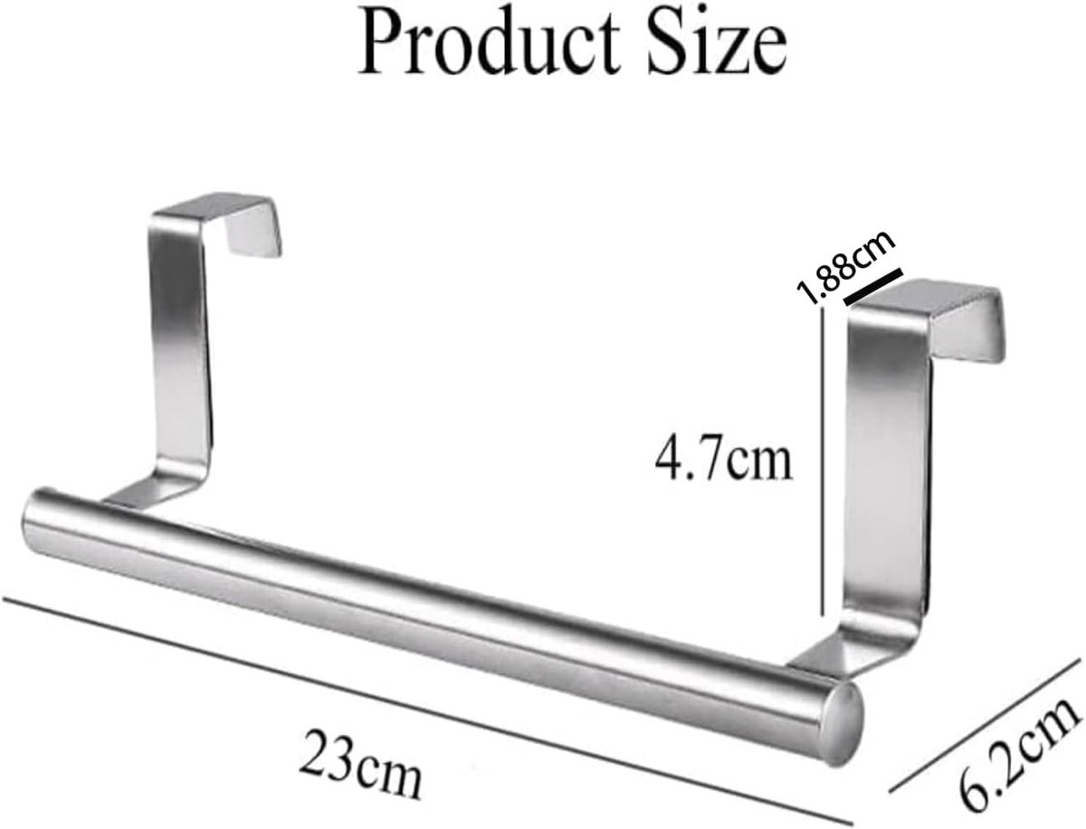 SnelShoppen - Keukenhanddoekenhouder 9" Zilver - Deurhaken voor Badkamer, Keuken, Multifunctioneel en Antislip